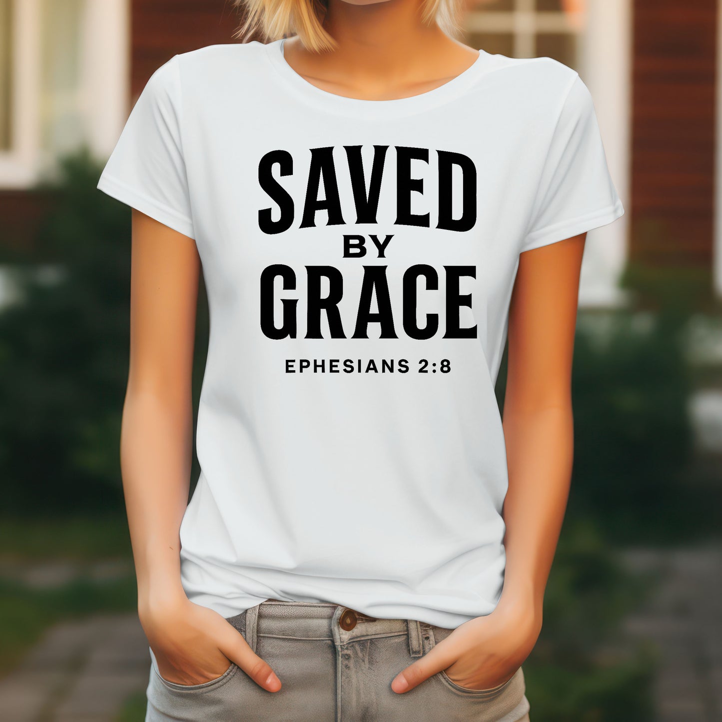 Saved By Grace Jesus Easter T-Shirt Women's
