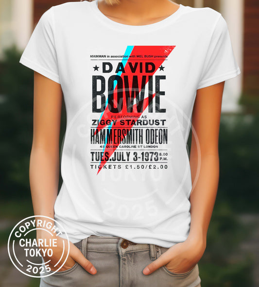 David Bowie Hammersmith Odeon Homage Ziggy Stardust Concert Women's T-Shirt