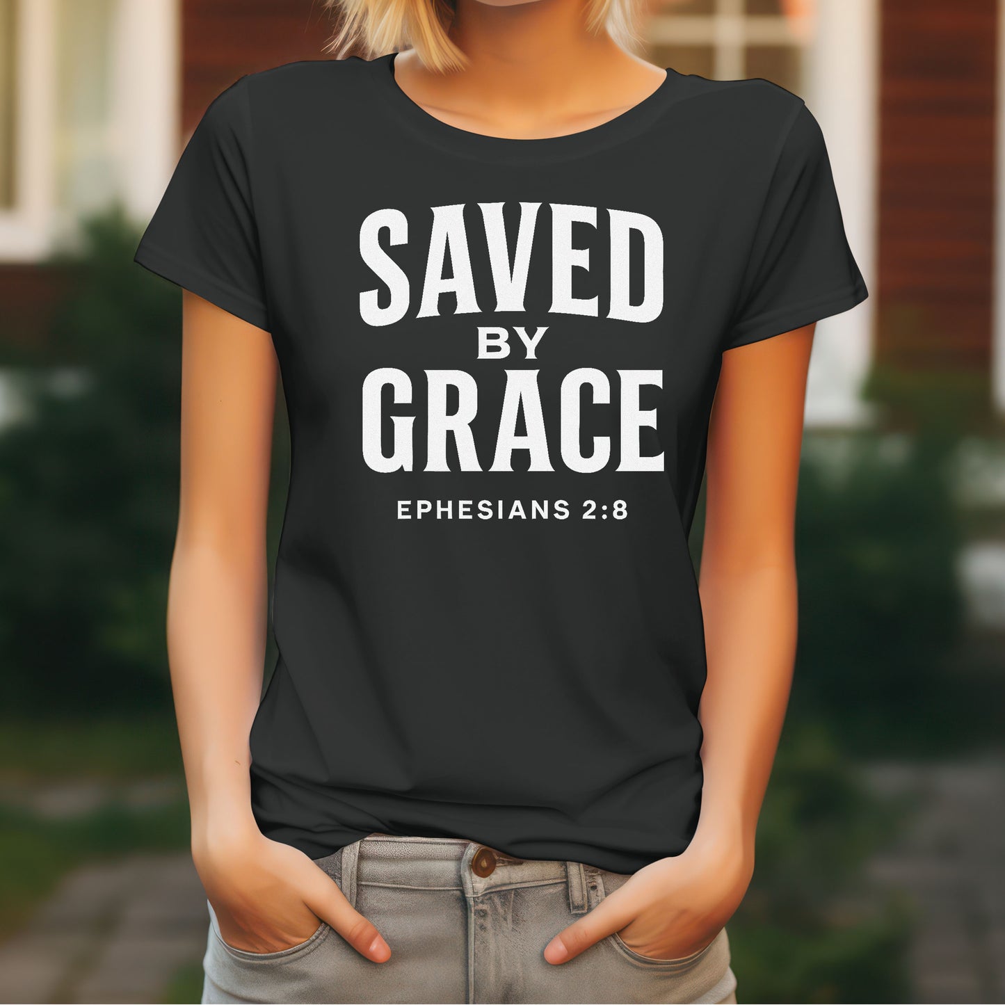 Saved By Grace Jesus Easter T-Shirt Women's
