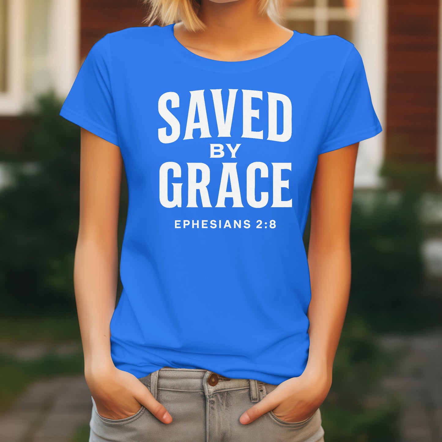 Saved By Grace Jesus Easter T-Shirt Women's