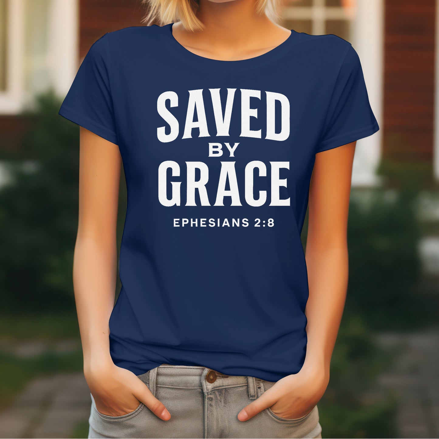 Saved By Grace Jesus Easter T-Shirt Women's