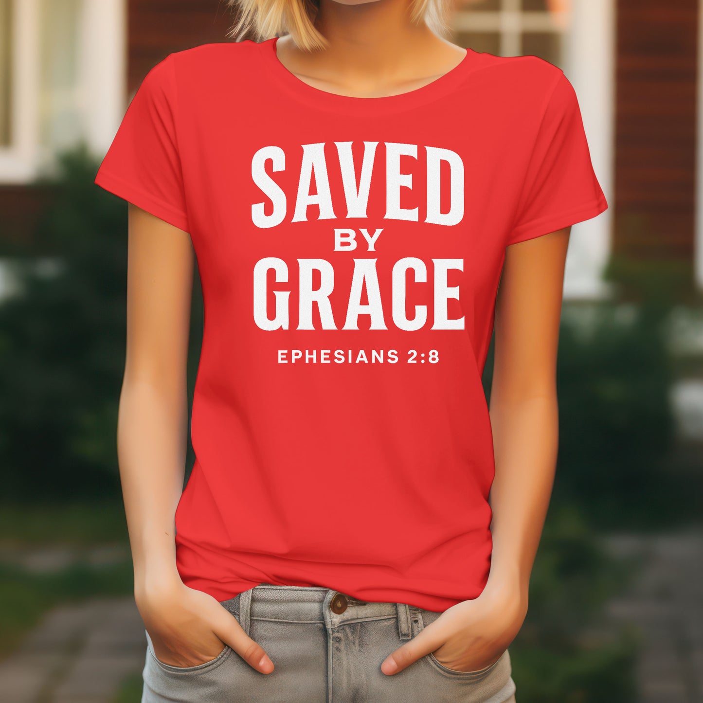 Saved By Grace Jesus Easter T-Shirt Women's
